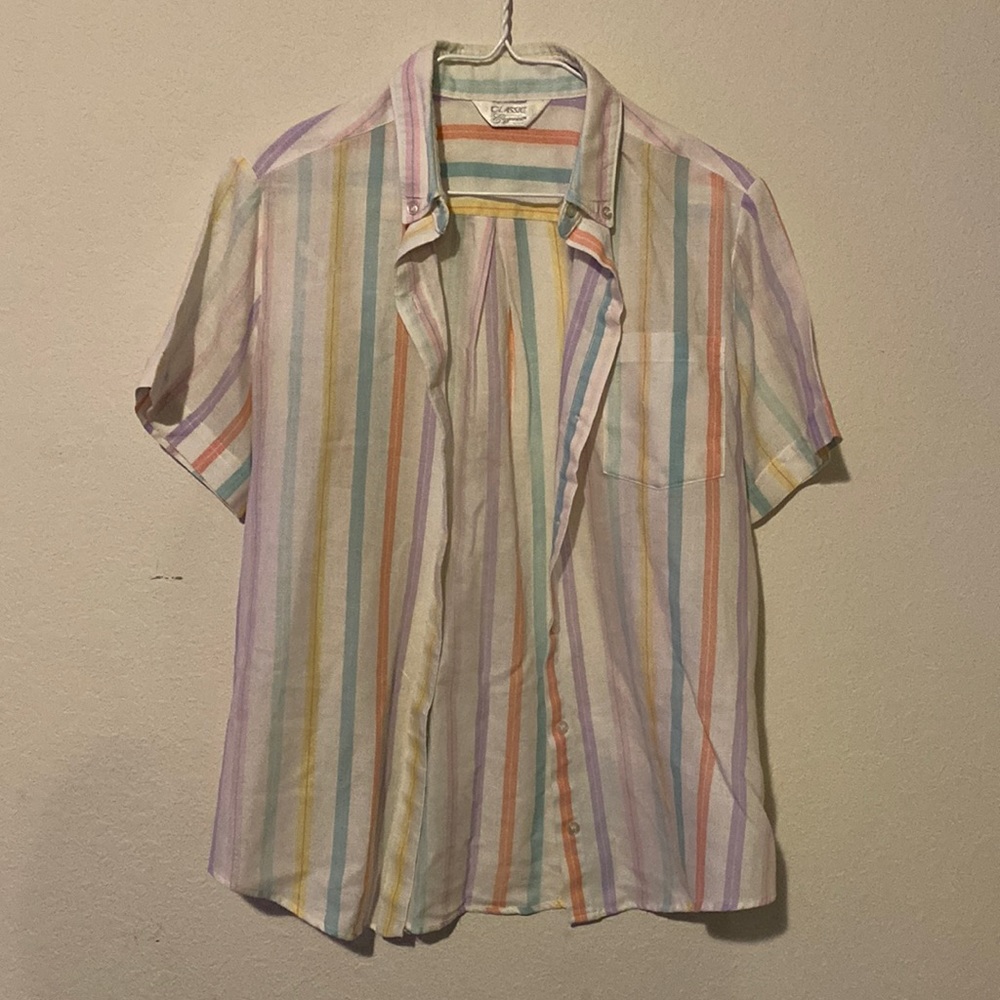 Classic Elegance Vintage Button Up Womens size Medium? Multicolor Stripes